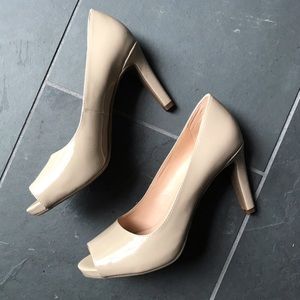 New Franco Sarto nude peep toe pumps